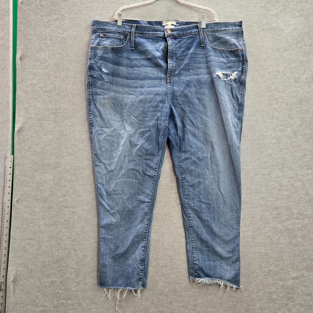 Madewell Women Jeans 37 Blue Denim Skinny Distressed High Rise 26" Inseam READ